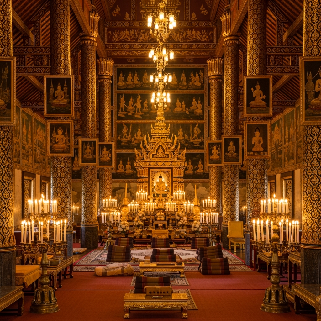 Thai Buddhist temple interior